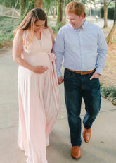 Daisy | Bria Maternity Infinity Blush Chiffon Maxi Bridesmaid Dress with Multiway Convertible - Price #price_variant_lowest# - Blush - PromDressClub